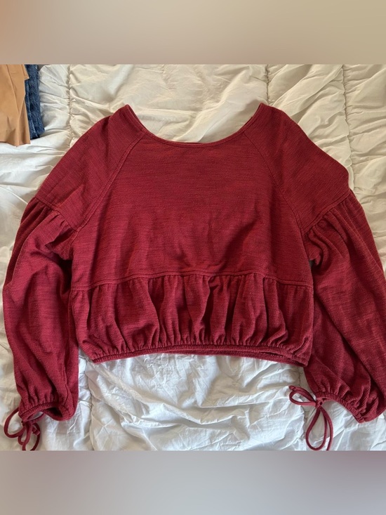 aerie Tops - Aerie Women's Red Cropped Peplum Pullover Top